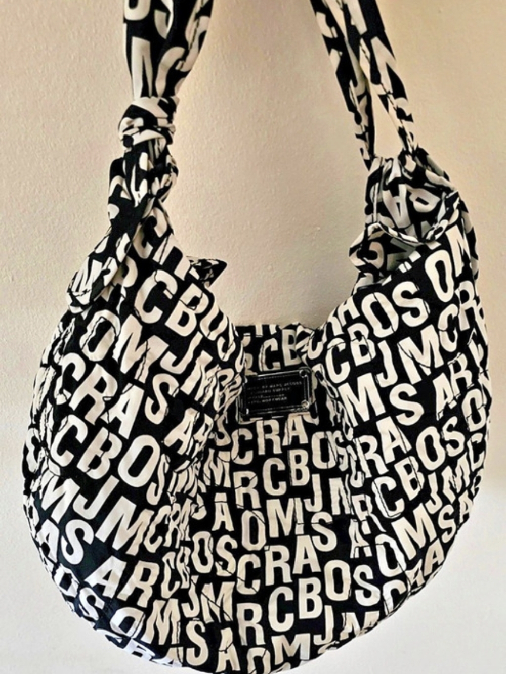 Vintage Marc Jacobs Standard Supply Workwear All-Over Letter Print Hobo Bag